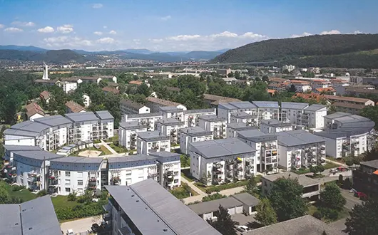 Wohnanlage Stadion von oben